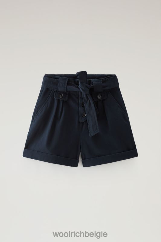 Een kledinggeverfde short van stretchkatoenen twill Woolrich vrouwen 8TTN0169 Melton blauw kleding