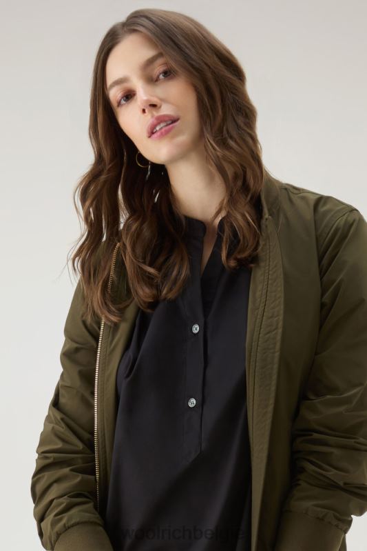 Een korte jurk van popeline van puur katoen met geplooide details Woolrich vrouwen 8TTN0110 zwart kleding