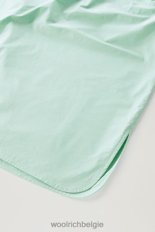Een korte jurk van popeline van puur katoen met geplooide details Woolrich vrouwen 8TTN0138 haven groen kleding