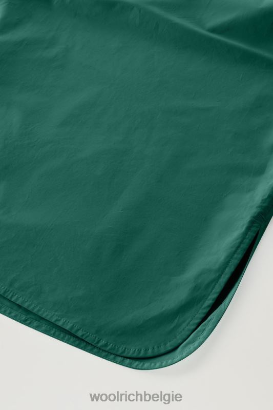 Een korte jurk van popeline van puur katoen met geplooide details Woolrich vrouwen 8TTN0186 groenblijvend kleding