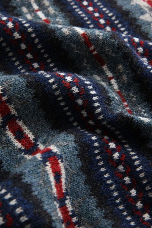 Fair Isle ronde hals van scheermesje Shetlandwol Woolrich Heren 8TTN0673 houtskool kleding