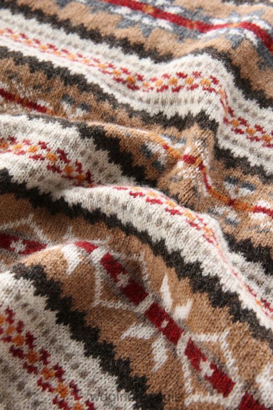 Fair Isle ronde hals van scheermesje Shetlandwol Woolrich Heren 8TTN0674 donkere kameel kleding