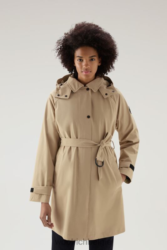 Fayette lichte trenchcoat met afneembare capuchon Woolrich vrouwen 8TTN0116 veer beige kleding