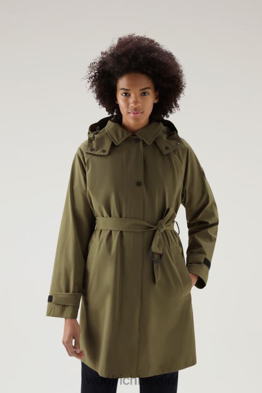 Fayette lichte trenchcoat met afneembare capuchon Woolrich vrouwen 8TTN0203 donkergroen kleding