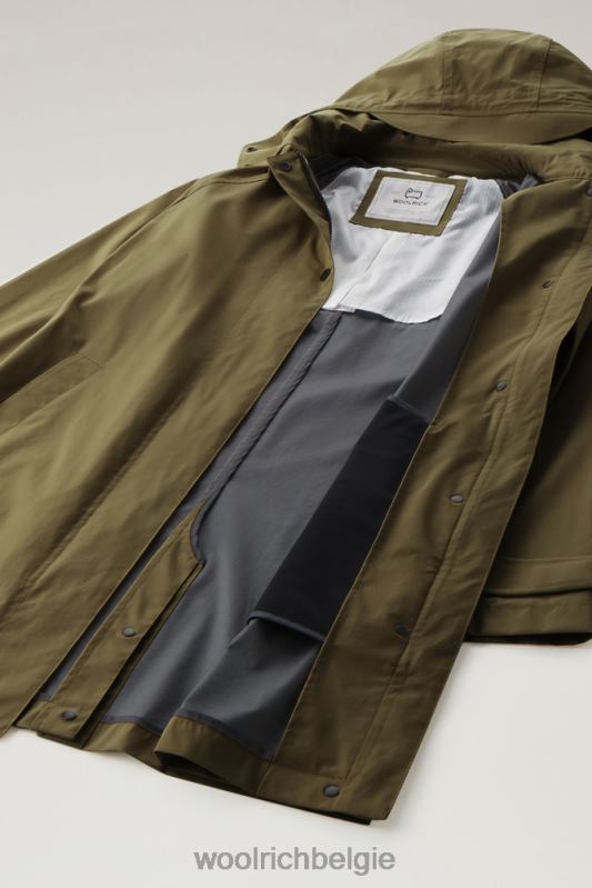 Fayette lichte trenchcoat met afneembare capuchon Woolrich vrouwen 8TTN0203 donkergroen kleding
