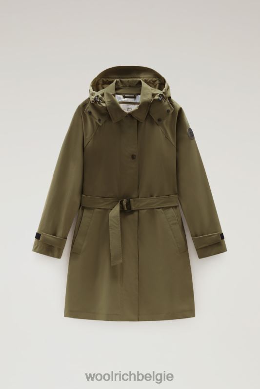 Fayette lichte trenchcoat met afneembare capuchon Woolrich vrouwen 8TTN0203 donkergroen kleding