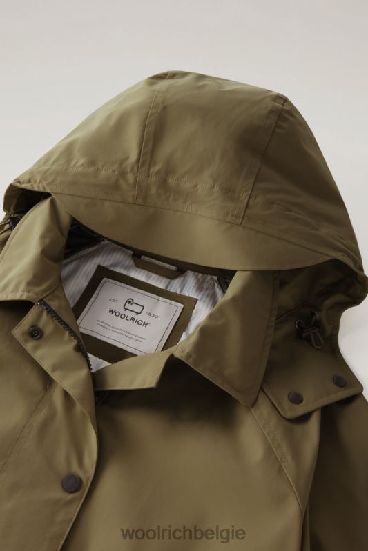 Fayette lichte trenchcoat met afneembare capuchon Woolrich vrouwen 8TTN0203 donkergroen kleding