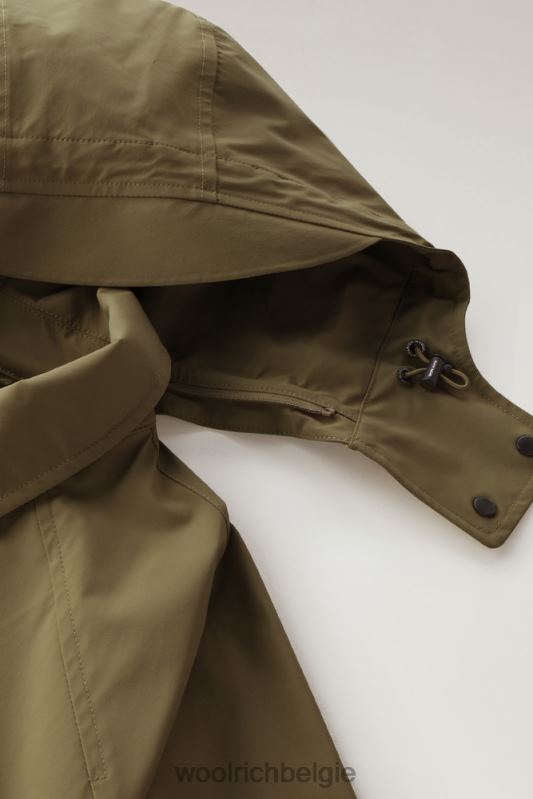 Fayette lichte trenchcoat met afneembare capuchon Woolrich vrouwen 8TTN0203 donkergroen kleding