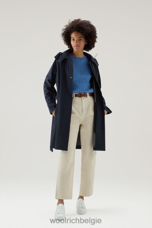 Fayette lichte trenchcoat met afneembare capuchon Woolrich vrouwen 8TTN027 Melton blauw kleding