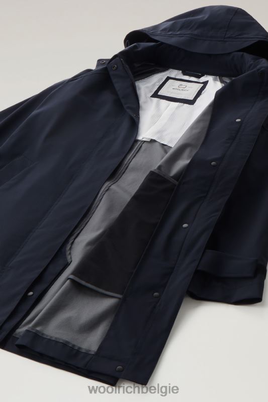Fayette lichte trenchcoat met afneembare capuchon Woolrich vrouwen 8TTN027 Melton blauw kleding