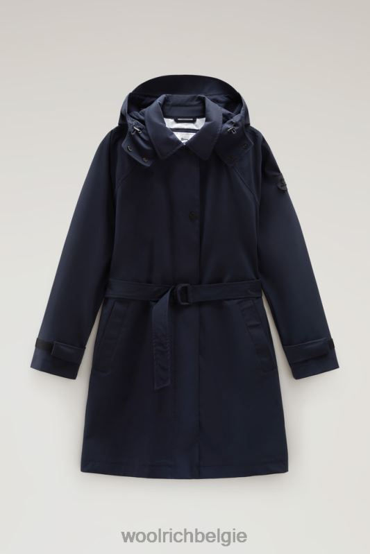 Fayette lichte trenchcoat met afneembare capuchon Woolrich vrouwen 8TTN027 Melton blauw kleding