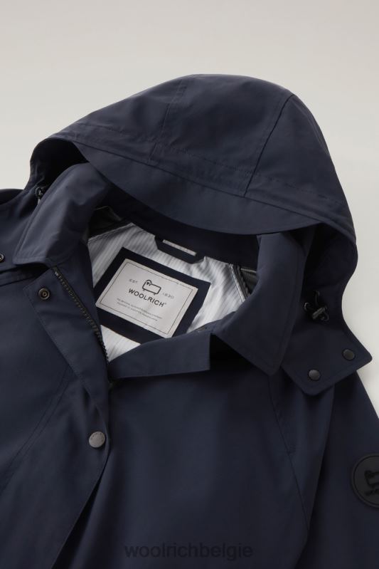 Fayette lichte trenchcoat met afneembare capuchon Woolrich vrouwen 8TTN027 Melton blauw kleding