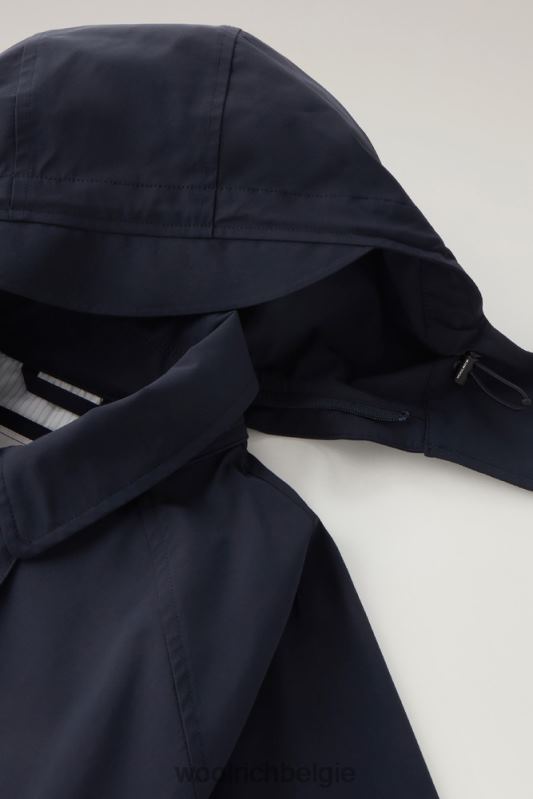 Fayette lichte trenchcoat met afneembare capuchon Woolrich vrouwen 8TTN027 Melton blauw kleding