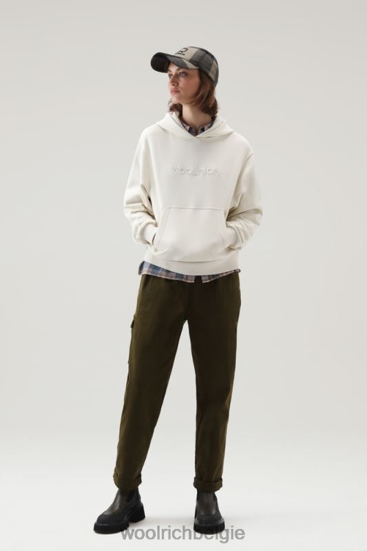 Fleecehoodie met logo Woolrich vrouwen 8TTN0244 melkachtige crème kleding