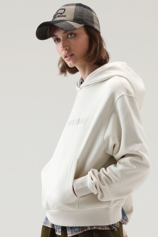 Fleecehoodie met logo Woolrich vrouwen 8TTN0244 melkachtige crème kleding