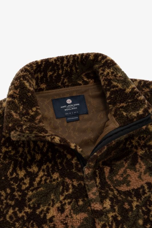 Fleecejack met hoge kraag en halve rits van Aime Leon Dore Woolrich Heren 8TTN0723 bruine camouflage kleding