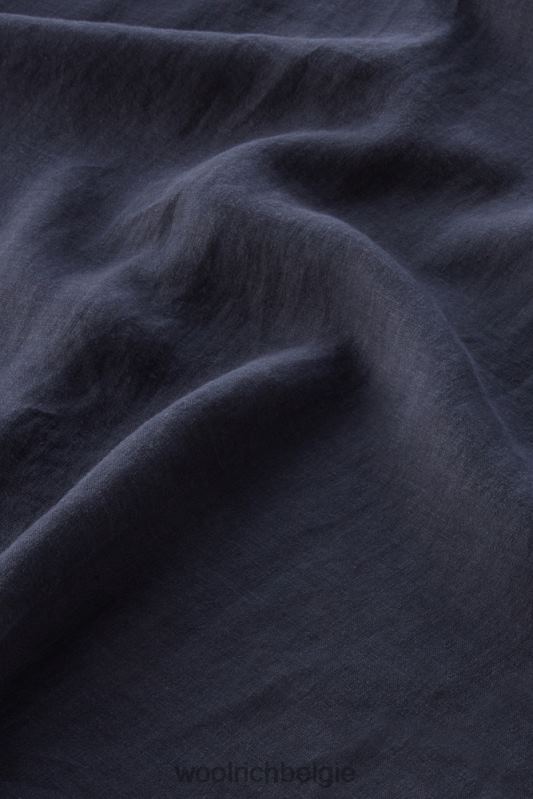 Garmentgeverfd overhemd van zuiver linnen Woolrich Heren 8TTN0376 Melton blauw kleding