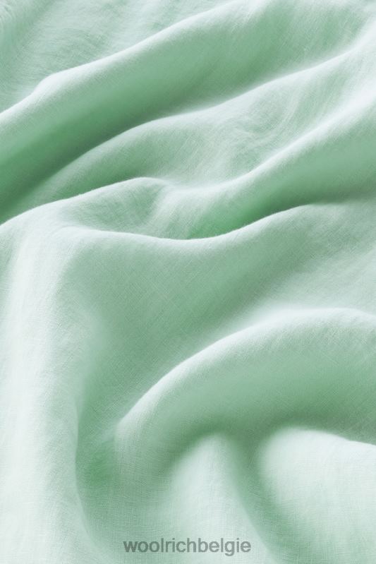 Garmentgeverfd overhemd van zuiver linnen Woolrich Heren 8TTN0404 haven groen kleding