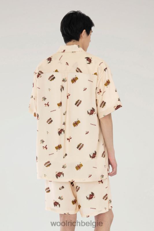 Geprint overhemd met korte mouwen van lyocell Woolrich Heren 8TTN0511 beige kleding