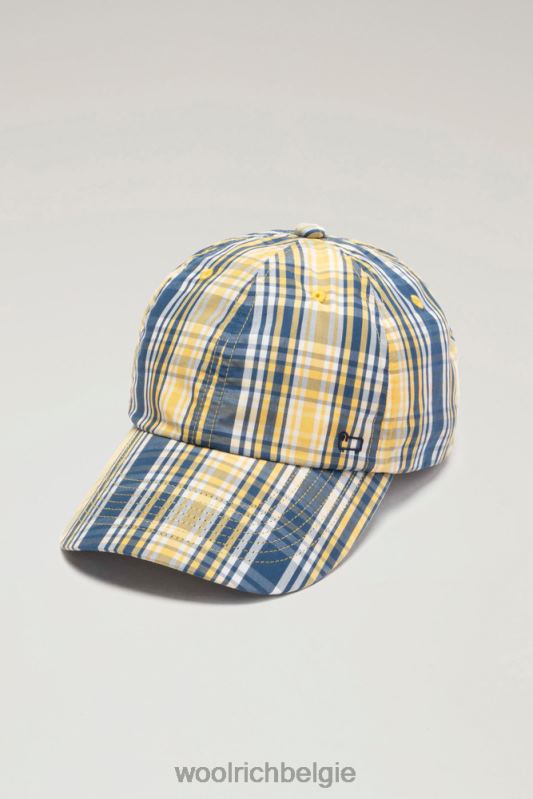 Geruite baseballpet van een wattenmix Woolrich Heren 8TTN0446 gele ruit accessoires