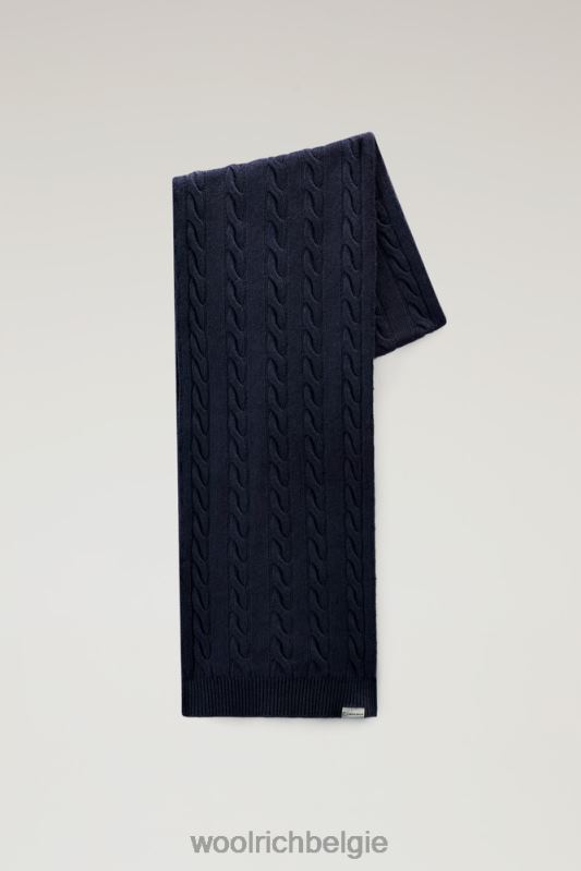 Geverfde kabelgebreide sjaal Woolrich vrouwen 8TTN0270 donkerblauw accessoires