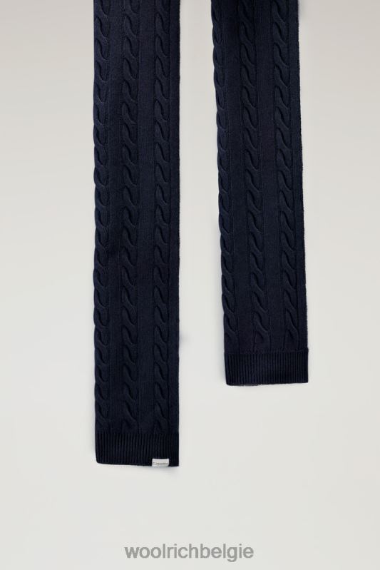 Geverfde kabelgebreide sjaal Woolrich vrouwen 8TTN0270 donkerblauw accessoires