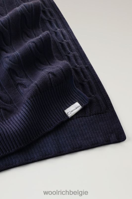 Geverfde kabelgebreide sjaal Woolrich vrouwen 8TTN0270 donkerblauw accessoires