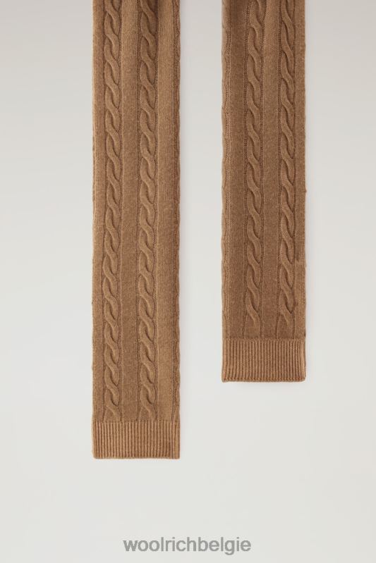 Geverfde kabelgebreide sjaal Woolrich vrouwen 8TTN0275 donkere kameel accessoires