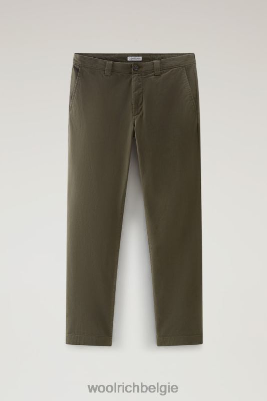 Geverfde klassieke chinobroek van katoen Woolrich Heren 8TTN0575 donkergroen kleding