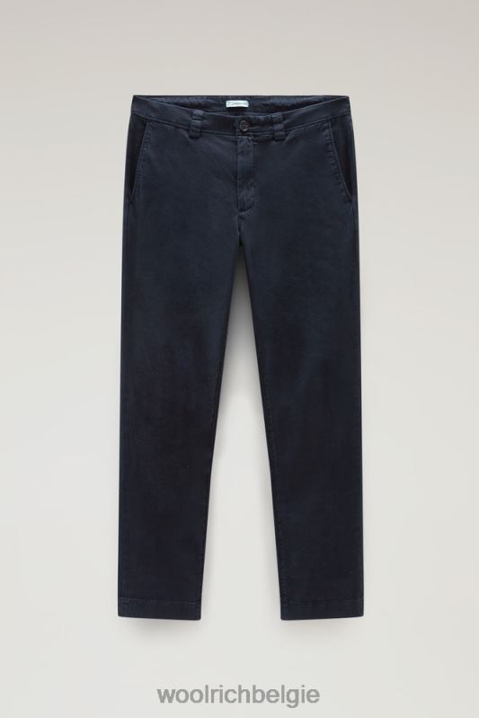 Geverfde klassieke chinobroek van katoen Woolrich Heren 8TTN0633 Melton blauw kleding