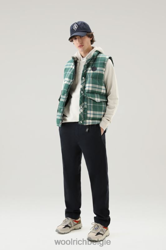Gewatteerd vest met aleutian-ruitprint van puur katoen Woolrich Heren 8TTN0460 groenblijvende ruit kleding