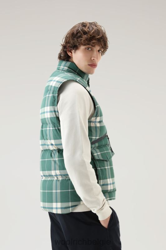 Gewatteerd vest met aleutian-ruitprint van puur katoen Woolrich Heren 8TTN0460 groenblijvende ruit kleding