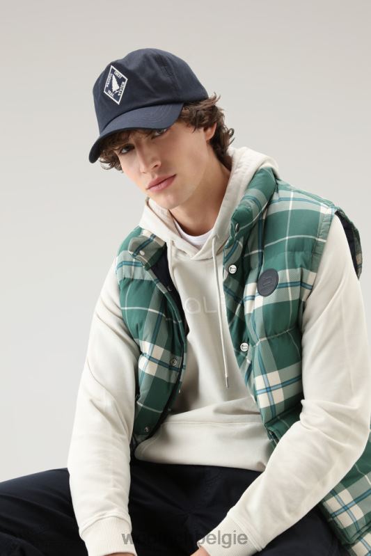 Gewatteerd vest met aleutian-ruitprint van puur katoen Woolrich Heren 8TTN0460 groenblijvende ruit kleding