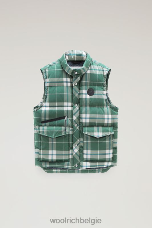 Gewatteerd vest met aleutian-ruitprint van puur katoen Woolrich Heren 8TTN0460 groenblijvende ruit kleding