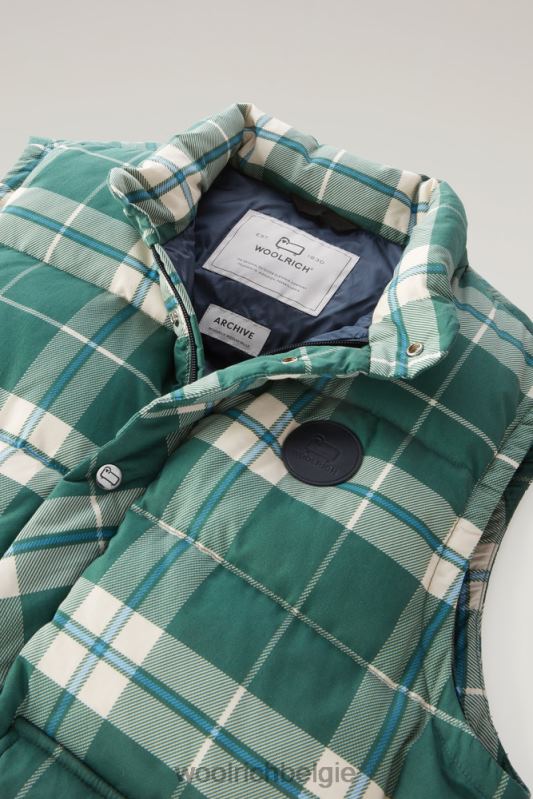 Gewatteerd vest met aleutian-ruitprint van puur katoen Woolrich Heren 8TTN0460 groenblijvende ruit kleding