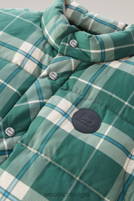 Gewatteerd vest met aleutian-ruitprint van puur katoen Woolrich Heren 8TTN0460 groenblijvende ruit kleding