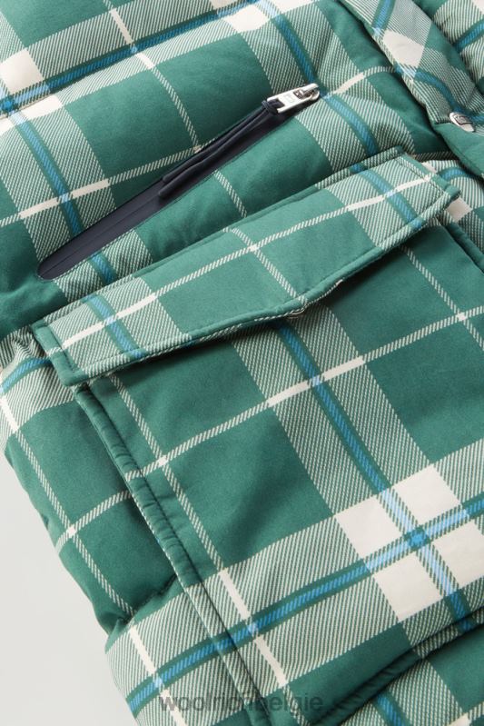 Gewatteerd vest met aleutian-ruitprint van puur katoen Woolrich Heren 8TTN0460 groenblijvende ruit kleding