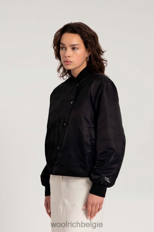 Gewatteerd zwanenbomberjack van satijnnylon-danielle cathari Woolrich vrouwen 8TTN0188 zwart kleding