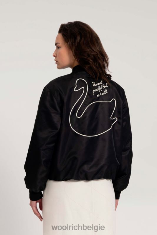 Gewatteerd zwanenbomberjack van satijnnylon-danielle cathari Woolrich vrouwen 8TTN0188 zwart kleding