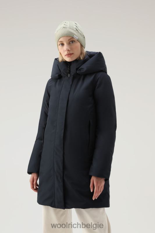 Gore-tex waterdichte Marshall-parka Woolrich vrouwen 8TTN0344 Melton blauw kleding