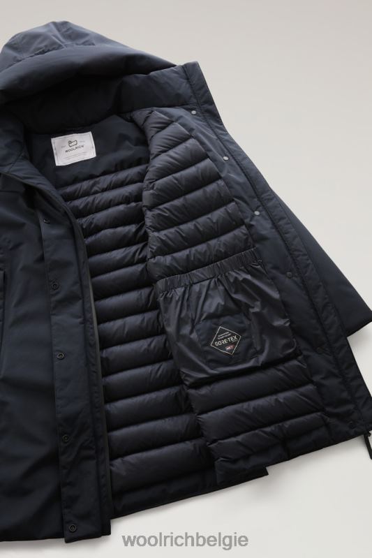 Gore-tex waterdichte Marshall-parka Woolrich vrouwen 8TTN0344 Melton blauw kleding