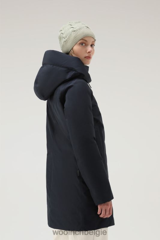 Gore-tex waterdichte Marshall-parka Woolrich vrouwen 8TTN0344 Melton blauw kleding