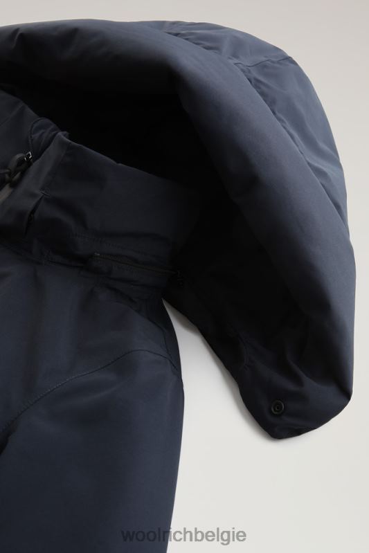 Gore-tex waterdichte Marshall-parka Woolrich vrouwen 8TTN0344 Melton blauw kleding