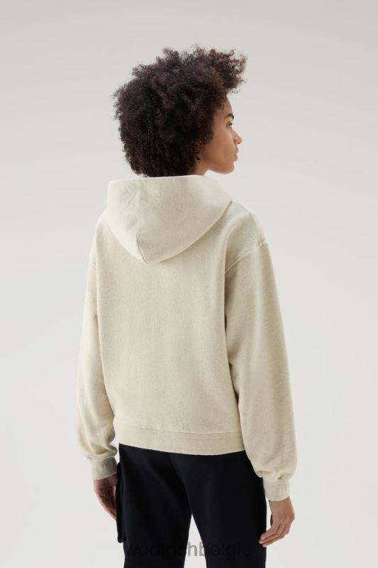 Hoodie met volledige ritssluiting van een katoen-linnenmix Woolrich vrouwen 8TTN014 strandzand kleding