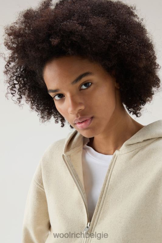 Hoodie met volledige ritssluiting van een katoen-linnenmix Woolrich vrouwen 8TTN014 strandzand kleding