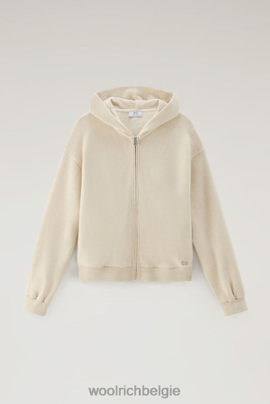 Hoodie met volledige ritssluiting van een katoen-linnenmix Woolrich vrouwen 8TTN014 strandzand kleding
