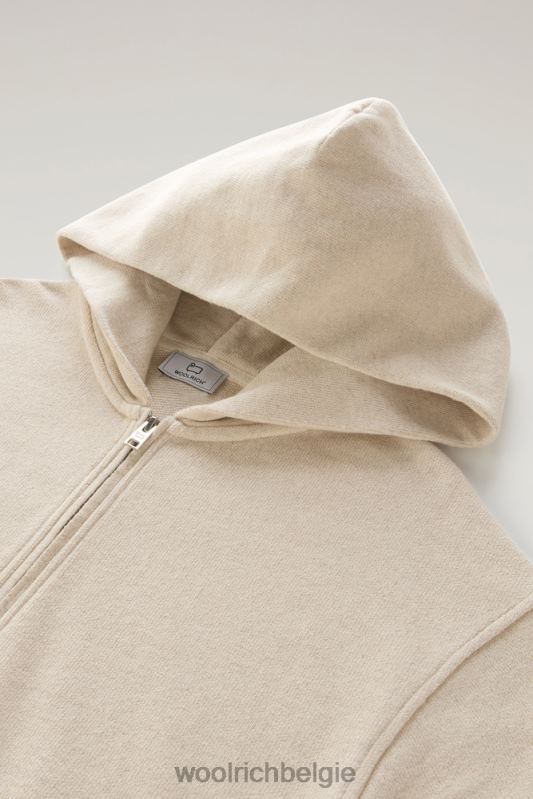 Hoodie met volledige ritssluiting van een katoen-linnenmix Woolrich vrouwen 8TTN014 strandzand kleding