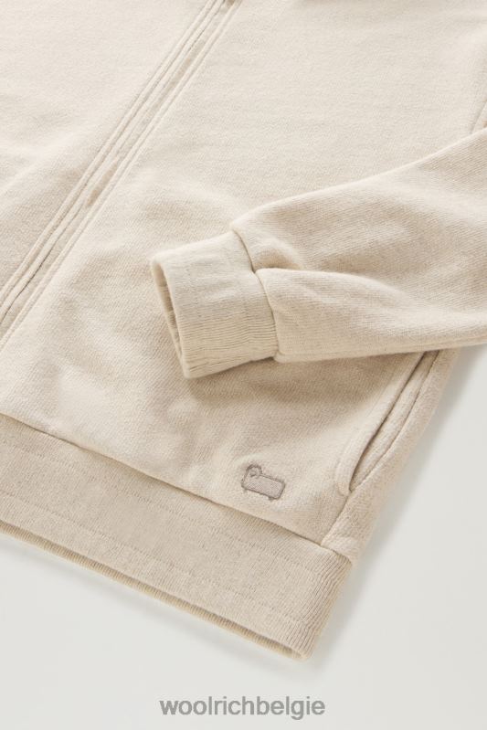 Hoodie met volledige ritssluiting van een katoen-linnenmix Woolrich vrouwen 8TTN014 strandzand kleding