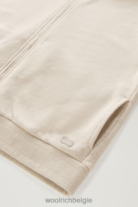 Hoodie met volledige ritssluiting van een katoen-linnenmix Woolrich vrouwen 8TTN014 strandzand kleding