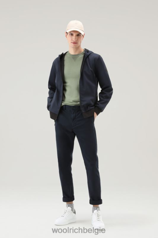 Hoodie met volledige ritssluiting van softshell Woolrich Heren 8TTN0416 Melton blauw kleding